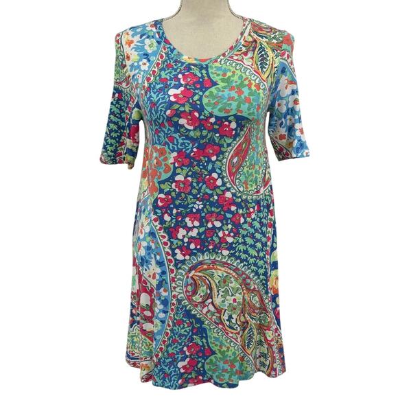 84. Cynthia Rowley Paisley Print Tunic Dress Size Small - Boho Summer Vibes - Picture 1 of 11